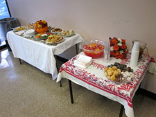 Food table at the grand opening