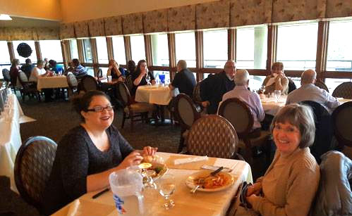 Two women at the I Love My Library dinner