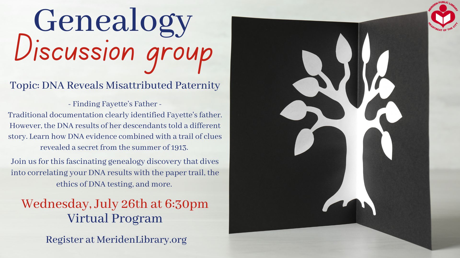 Virtual Event - Genealogy Discussion Group: DNA Reveals Misattributed Paternity