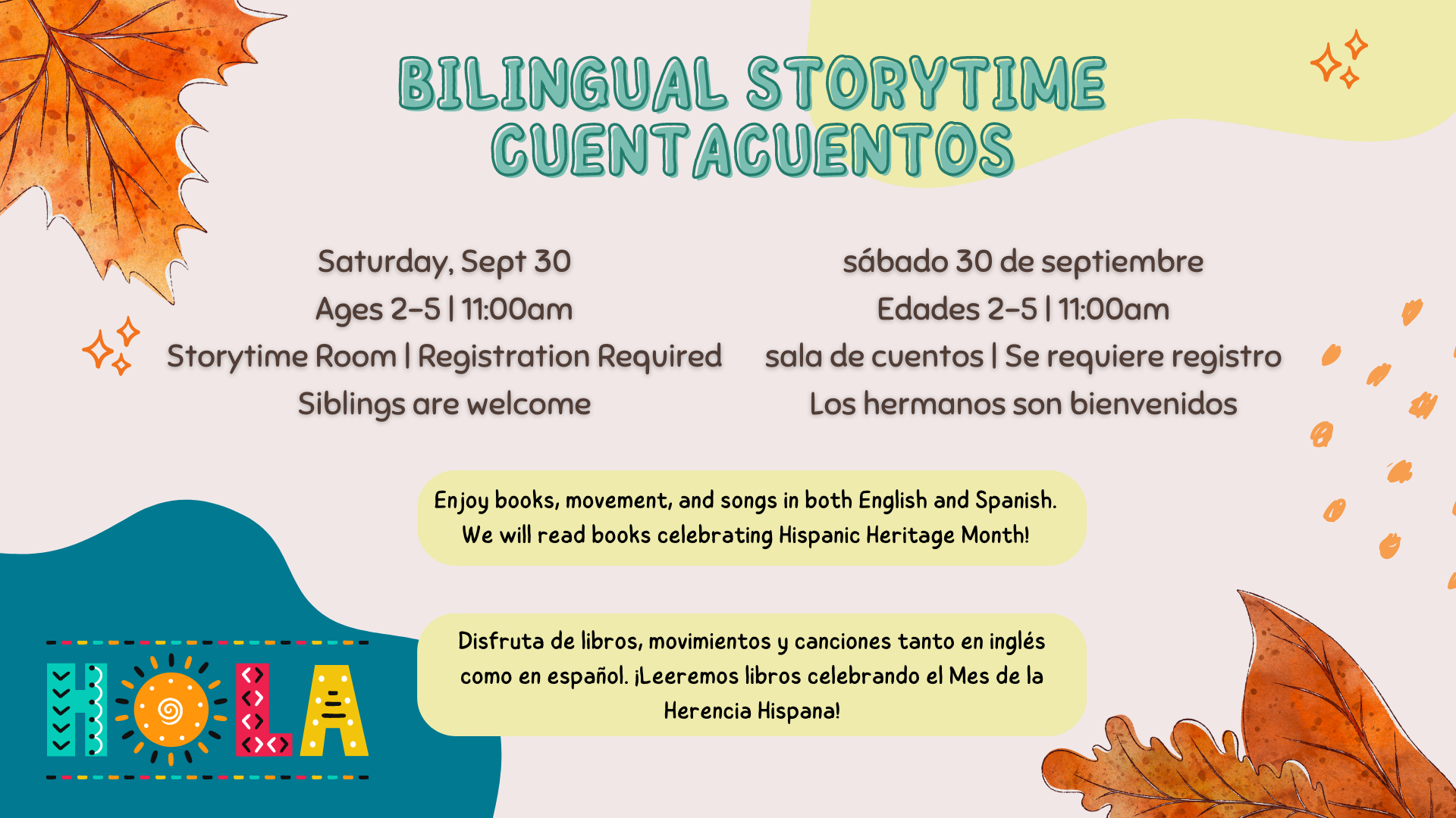 Bilingual Storytime. Hola