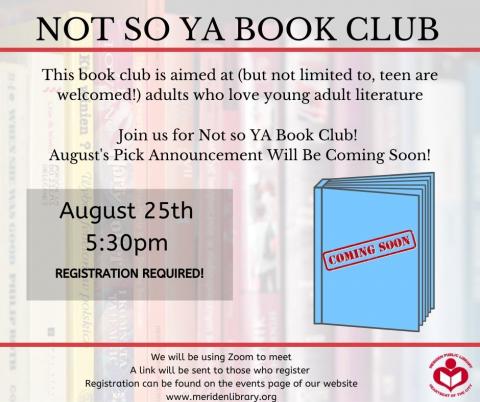 All are welcome to discuss a YA book, each month!  