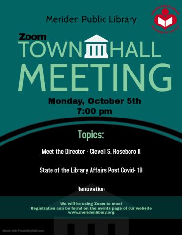 Town Hall Meeting with Clevell Roseboro S. Roseboro II, October 5, 2020, 7:00pm, Zoom, registration required