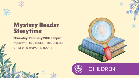 A magnifying glass over two books to right of verbiage 