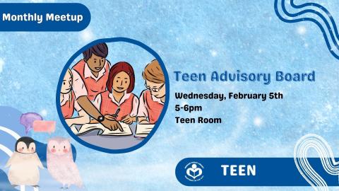 Group of students studying to left of verbiage 