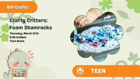 Foam shamrocks to right of verbiage 