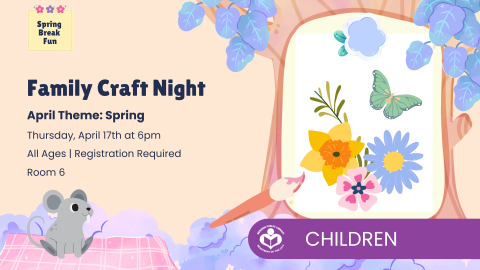 Flowers and butterflies in a tree to right of verbiage 