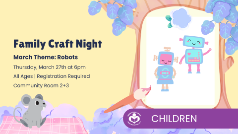 Robots in a tree to right of verbiage 