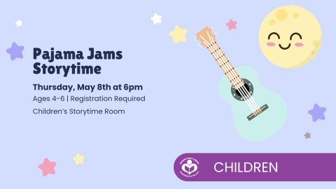 Smiley moon and guitar to right of verbiage 