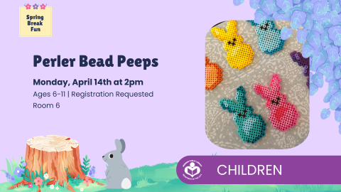 Perler bead peeps to right of verbiage 