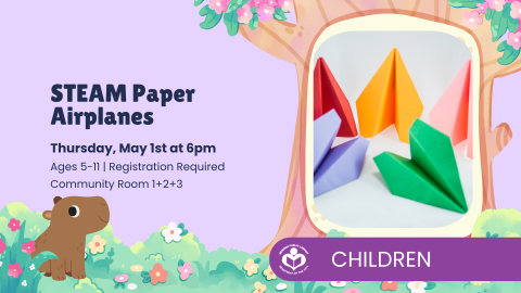 Paper airplane to right of verbiage 