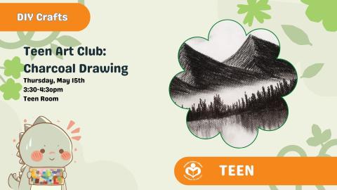 Charcoal drawing to right of verbiage 