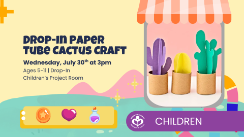 Paper tube cactus craft to right of verbiage 