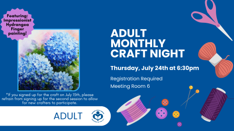 Impressionist hydrangea finger painting craft to left of verbiage 