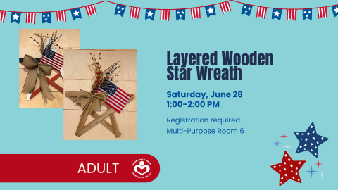 Patriotic star wreath craft to left of verbiage 