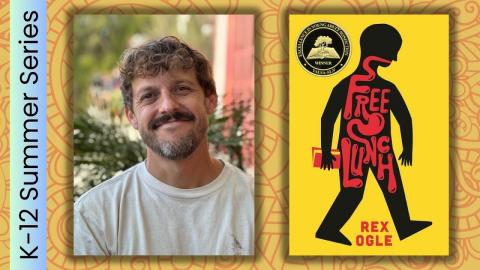 Rex Ogle to left of his novel Free Lunch