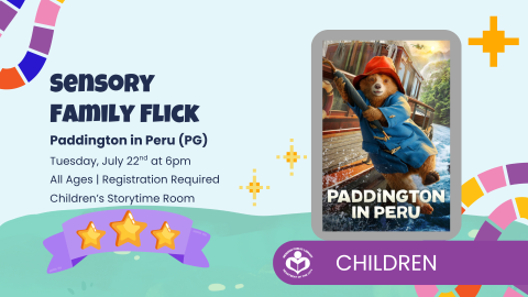 Paddington in Peru film poster to right of verbiage 