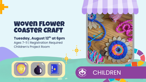 Woven flower crafts to right of verbiage 