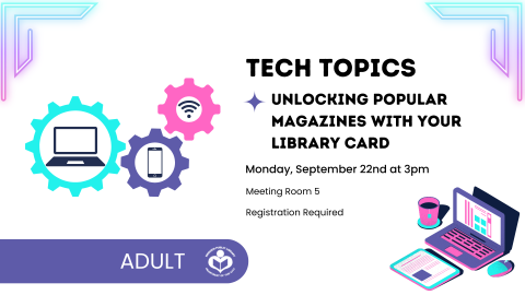 Gears and a laptop to left of verbiage with psychedelic colors