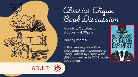 The Importance of Being Earnest novel to right of verbiage 