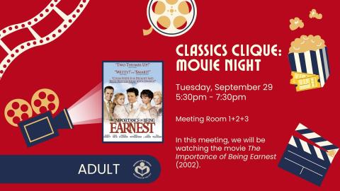 The Importance of Being Earnest film poster to left of verbiage 