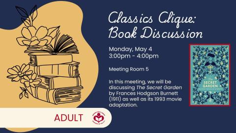 the Secret Garden novel to right of verbiage