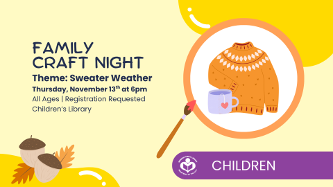 Cartoon sweater painting to right of verbiage 