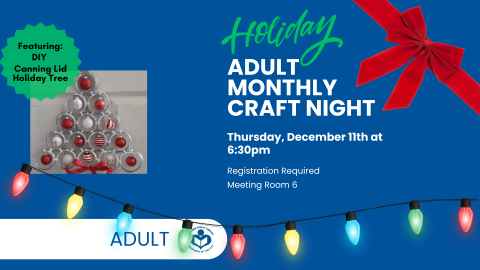 Canning lid Christmas tree craft to left of verbiage 