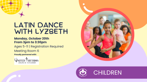 Kids salsa dancing to right of verbiage 