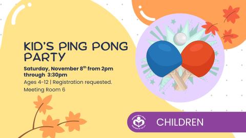 Ping pong paddles to right of verbiage