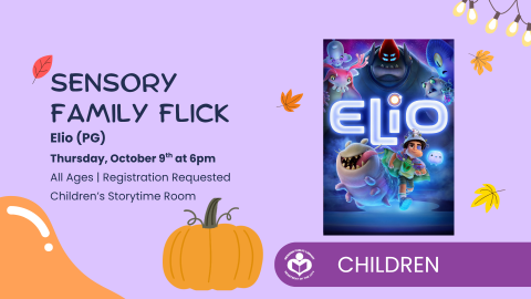 Elio film poster to right of verbiage 