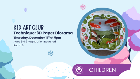 3d paper diorama craft to right of verbiage 