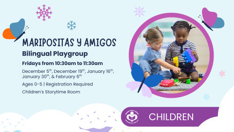 Two children playing to right of verbiage 