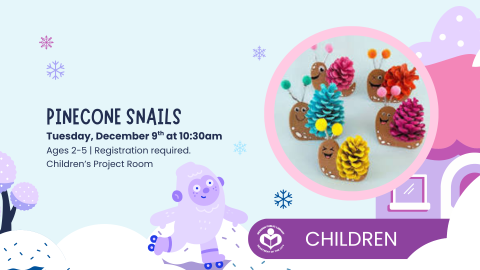 colorful snails with pinecone shells to right of verbiage