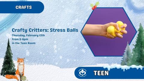 hand holding stress ball to right of verbiage