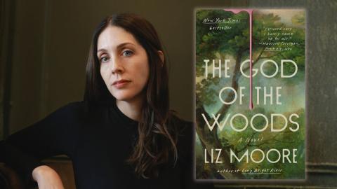 Liz Moore to left of her novel God of the Woods