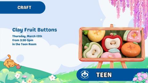 buttons with various fruit designs to right of verbiage