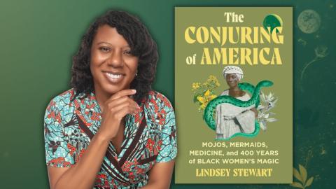 Dr. Lindsey Stewart to left of her book