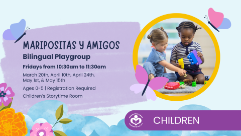 Two children playing to right of verbiage 