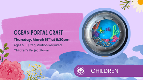 seascape created with craft supplies to right of verbiage 