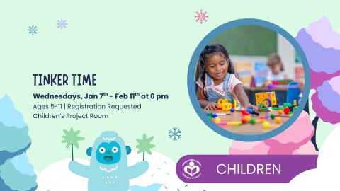 Girl playing with toy nuts and bolts to right of verbiage