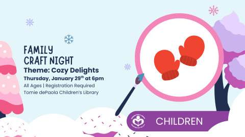 Mitten to the right of details about Family Craft Night.