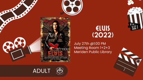 Elvis (2022) film poster to left of verbiage 