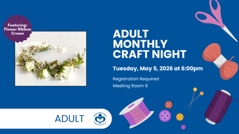 Flower ribbon crown craft to left of verbiage 