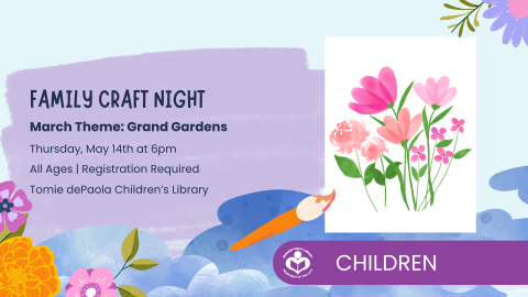 bundle of pink flowers to right of verbiage