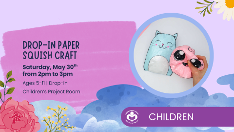 cute squishmellow animals made out of paper to right of verbiage