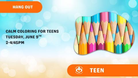 Colored pencils to right of text with blue beach background.