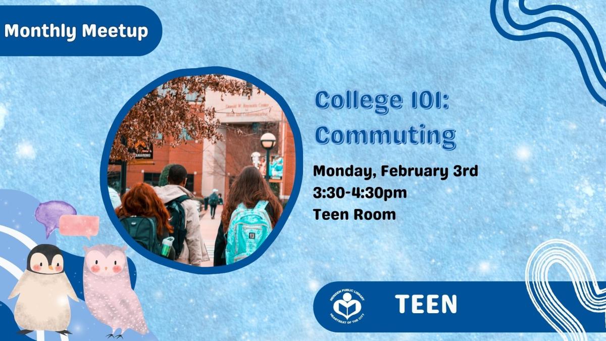 Students walking to university to left of verbiage 