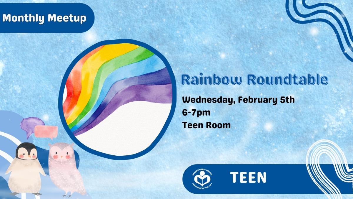 Rainbow to left of verbiage 