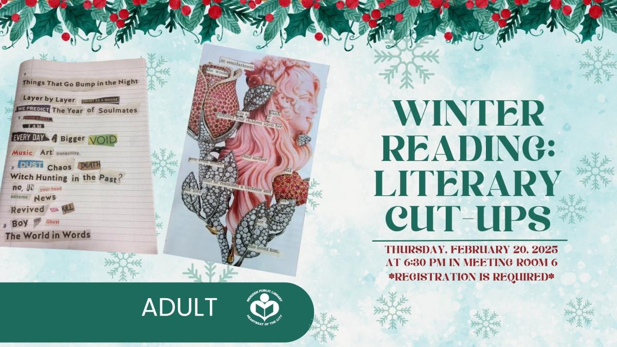 Green background with example literary cut-ups.