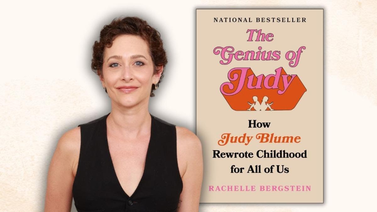 Author Rachelle Bergstein to left of book "The Genius of Judy"